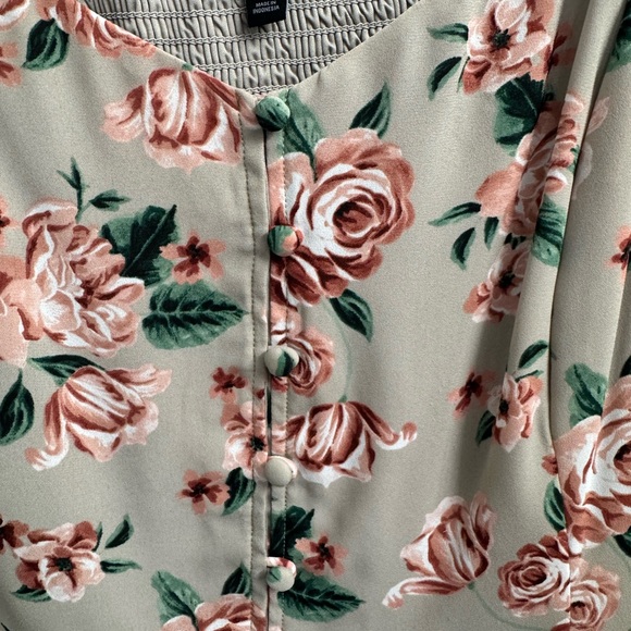 Torrid Floral Camisole - Pink and Green, with Tan - Fit and Flare - Size 2 - Picture 3 of 7